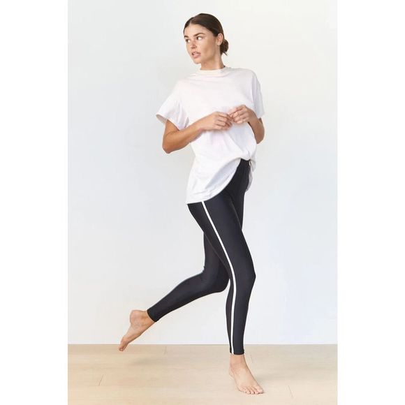 acacia swimwear Pants - Acacia Swimwear Elle Leggings Women's Medium Black Piping High-Waist Ankle